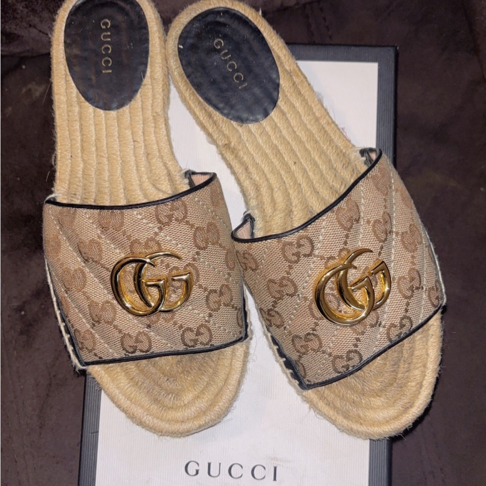 Gucci Beige Slide Sandals